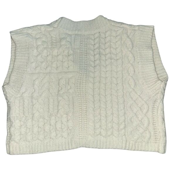 Nasty Gal Cropped Cable Button Sleeveless Sweater Vest Small - Picture 6 of 8